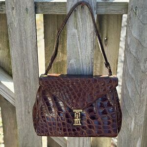 Vintage 1950s Deitsch Brown Leather Embossed Bag